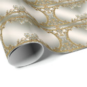 ゴールド オーナメント ホワイト フラワーラッピングペーパー ラッピングペーパー (ロールコーナー)