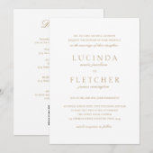 ゴールド オールドマネー QRコード エレガントなウェディング 招待状 (正面/裏面)