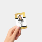 ゴールド |カスタムの写真、バーコード、ロゴ、名前 バッジ (手持ち)