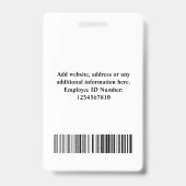 ゴールド |カスタムの写真、バーコード、ロゴ、名前 バッジ (裏面)