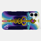 ゴールド・カドゥケウス・モノグラム iPhoneケース (裏面横)