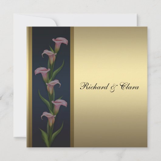 ゴールド カラー リリー 50周年 ゴールデン アニバーサリー 招待状 (正面)