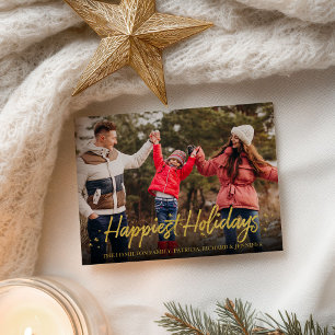 ゴールド カリグラフィー 写真で見る最幸の休日 クリスマス ポストカード