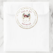 ゴールド カー バーガンディ フラワー サーキュラー アドレス ラベル (バッグ)