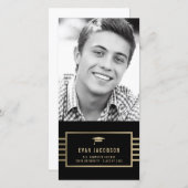 ゴールド キャップ 編集可能 カラー 卒業写真カード 案内状 (正面/裏面)