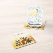 ゴールド キャンドル クリスマス ホリデー ペーパー コースター (インサイチュ)