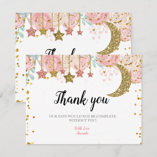 ゴールド キラキラ サンクス カード (正面/裏面)