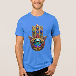 ゴールド・クジャクの色彩ハムサグリーン・サファイアの第三の眼 トライブレンドＴシャツ