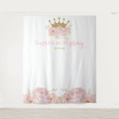 ゴールド クラウンプリンセス バースデー 背景 フォトブース タペストリー (正面)
