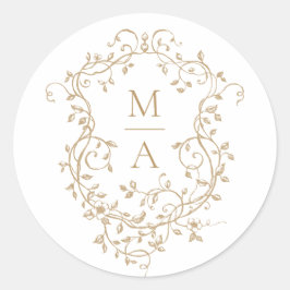 ゴールド クラシック フローラル クレスト モノグラム ラウンドシール