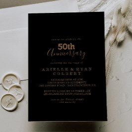 ゴールド クラシック ミニマル 50周年 結婚記念日 招待状