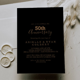 ゴールド クラシック ミニマル 50周年 結婚記念日 招待状