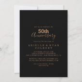 ゴールド クラシック ミニマル 50周年 結婚記念日 招待状 (正面)