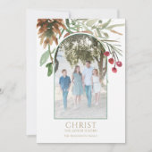 ゴールド クリストが生まれた 宗教的なクリスマスカード シーズンカード (正面)