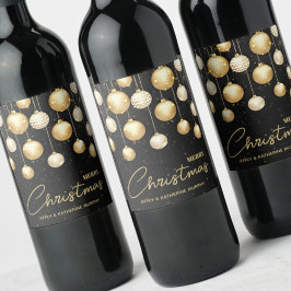 ゴールド クリスマス オーナメント ブラック ワインラベル