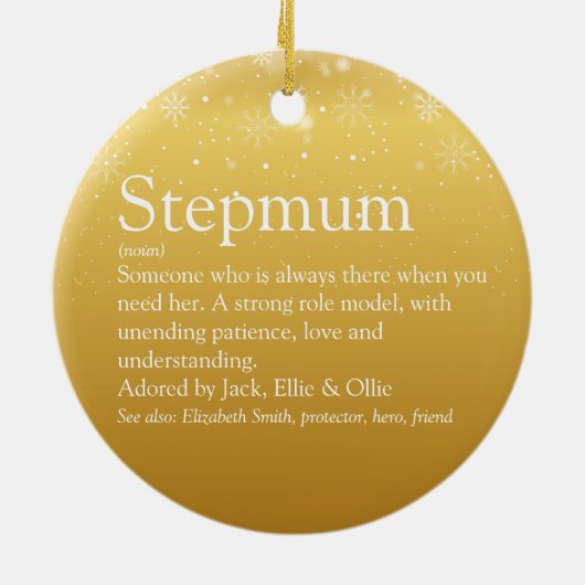 ゴールド クリスマス ステップマザー 定義 セラミックオーナメント (裏面)