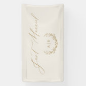 ゴールド&クリーム ライラック モノグラム 挙式しました バナー 横断幕 (縦)