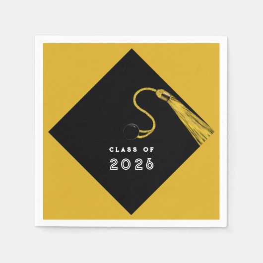 ゴールド グラデュエーション 2026 スタンダードカクテルナプキン (正面)