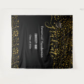 ゴールド グラデュエート ブラック 卒業パーティー 2025年卒業生 タペストリー (正面(横))