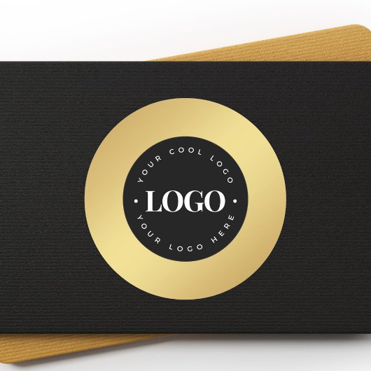 ゴールド グラデーション ここにカスタム ロゴを追加 ビジネス ラウンドシール