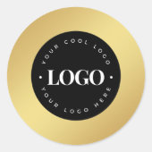 ゴールド グラデーション ここにカスタム ロゴを追加 ビジネス ラウンドシール (正面)