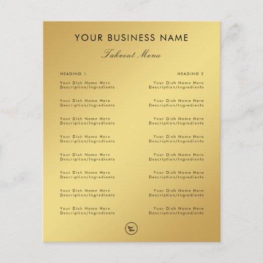 ゴールド グラデーション レストラン カフェ テイクアウト メニュー & ロゴ (正面)