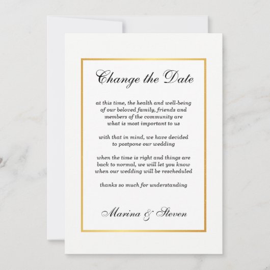 ゴールド グラマーフレーム イベント 変更日程のお知らせ 招待状 (正面)