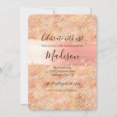 ゴールド グラム ガーリー ピーチ ピンク ブラッシュ レオパード プリント 招待状 (正面)