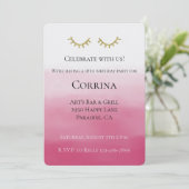 ゴールド グラム グリッター ストライプ 誕生日 招待状 (スタンド正面)