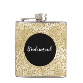 ゴールド グラム グリッター レオパード プリント フラスク