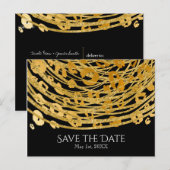 ゴールド グラム チーター プリント エキゾチック セーブ・ザ・デート 案内ポストカード (正面/裏面)