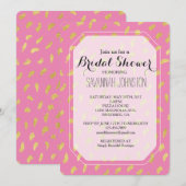 ゴールド グラム ピンク アブストラクト ブライダル シャワー 招待状 (正面/裏面)