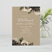 ゴールド グラム フラワー ローズ エレガント タン ウェディング 招待状 (スタンド正面)