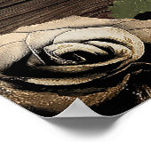 ゴールド グラム フローラル ローズ ラスティック ウッド レース ウェディング ポスター (角)