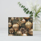 ゴールド＆グリッターのクリスマスデザイン シーズンポストカード (スタンド正面)