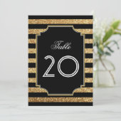 ゴールド グリッター アート デコ 1920年代 テーブル ナンバー 招待状 (スタンド正面)