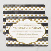 ゴールド グリッター グラマラス ブライダル シャワー パーティー 招待状 (正面/裏面)