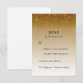 ゴールド グリッター グラム ホワイト ウェディング RSVP カード (正面/裏面)