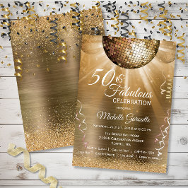 ゴールド グリッター グラム 50 アンド ファビュラス ディスコボール 招待状