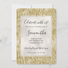 ゴールド グリッター コンフェッティ グリッツィ ゼブラ プリント 招待状