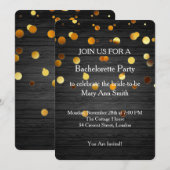 ゴールド グリッター コンフェッティ スパークル ウッド バチェロレッテ 招待状 (正面/裏面)