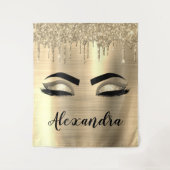 ゴールド グリッター スパークル まつげ モノグラム 名前 タペストリー (正面)