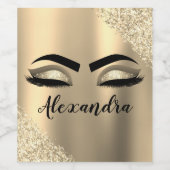 ゴールド グリッター スパークル まつげ モノグラム 名前 ワインラベル (シングルラベル)