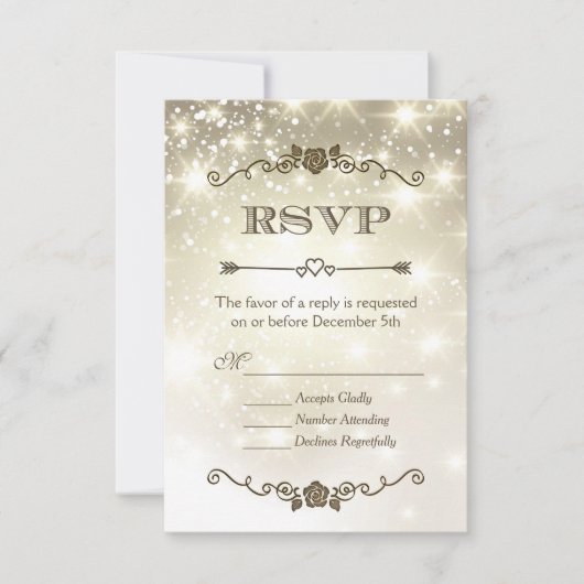 ゴールド グリッター スパークル ウェディング RSVP (正面)