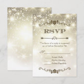 ゴールド グリッター スパークル ウェディング RSVP (正面/裏面)