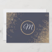 ゴールド グリッター スパークル ネイビーブルー サンキューカード 招待状 (裏面)