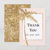 ゴールド グリッター トロピカル パーム ツリー サンキューカード (正面/裏面)