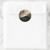 ゴールド グリッター ドリップス ゴールド ライト レイズ ゴールド ネーム ブラック ラウンドシール (バッグ)