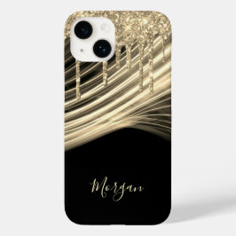 ゴールド グリッター ドリップス ゴールド 光線 名前 Case-Mate iPhone 14ケース