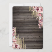 ゴールド グリッター ドリップス、ドレス ブーツ ハット ウッド スイート 16 招待状 (裏面)